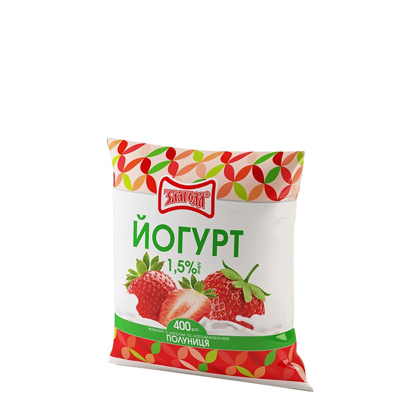 Йогурт питний ЗЛАГОДА полуниця, 1,5%, 400 г